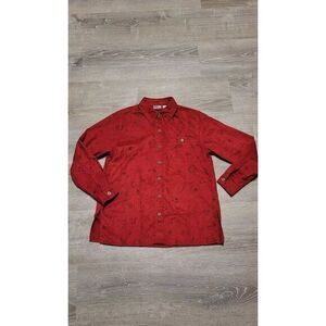 Chicos Women's Red Button Up Shirt Size Tribal Doodle Print Size 0